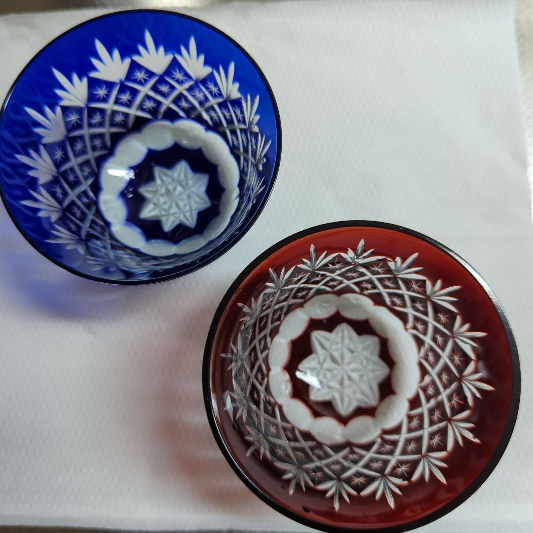 赤と青の江戸切子グラスセット