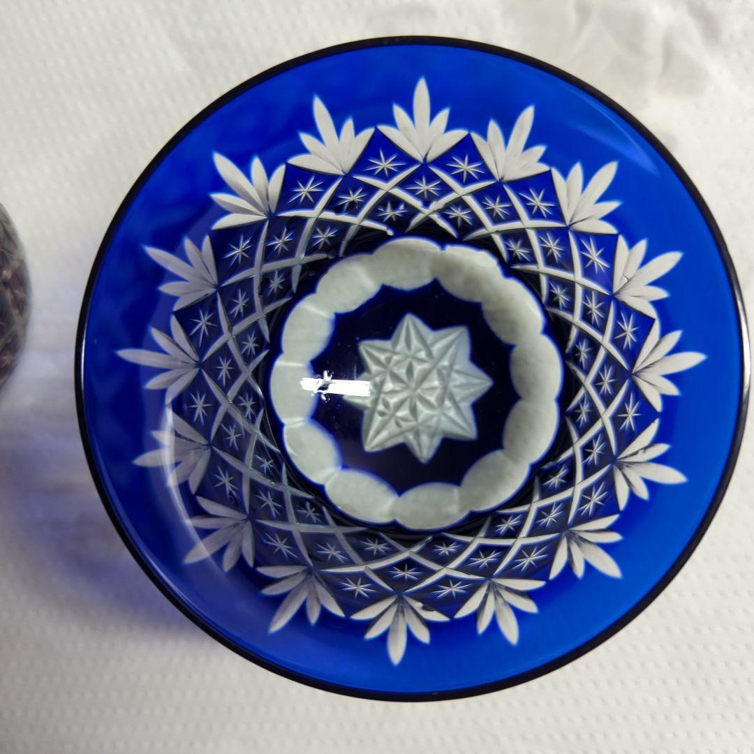 赤と青の江戸切子グラスセット