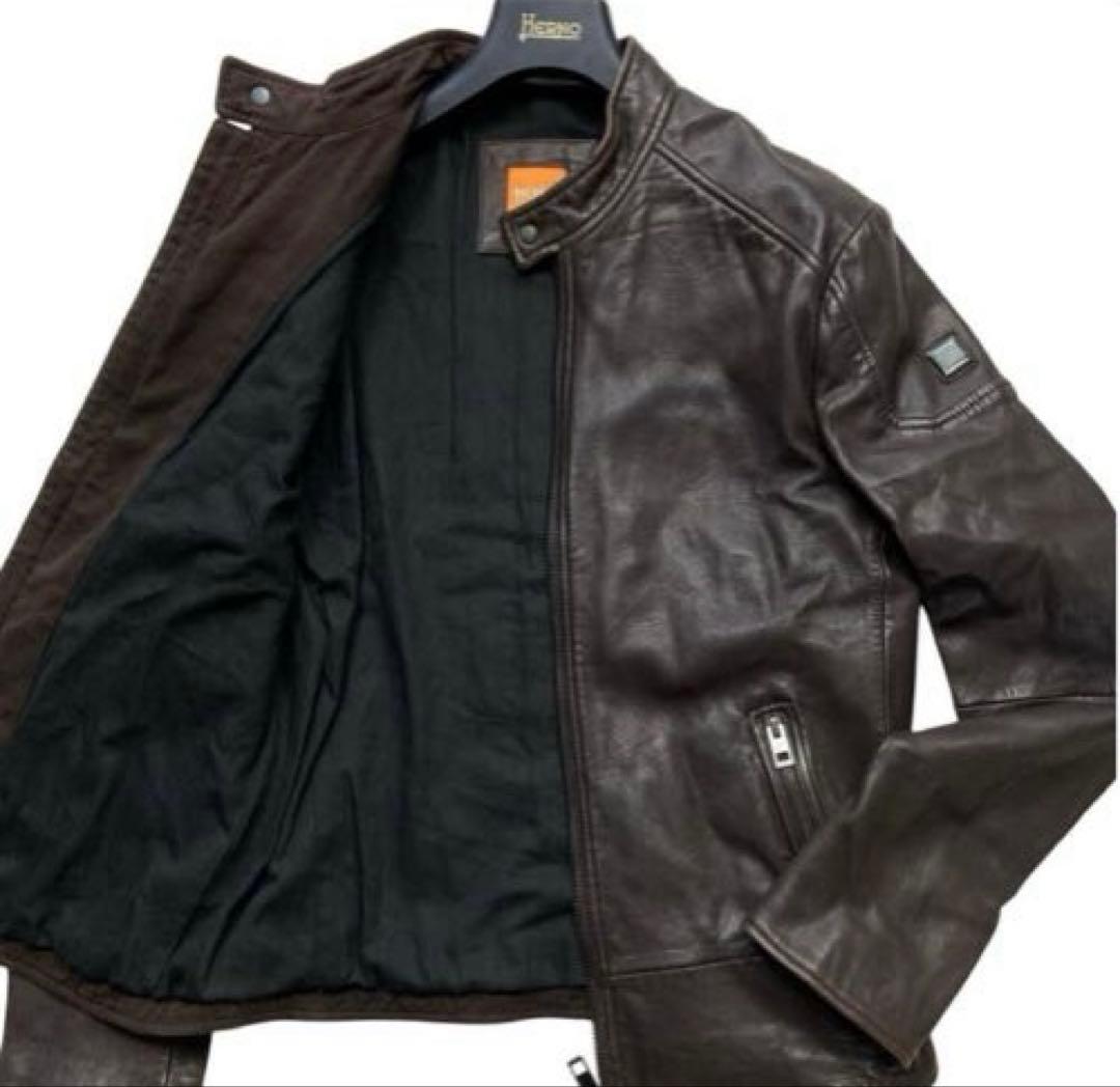 HUGO BOSS ヒューゴボス レザー ジャケット ライダース ラム　羊革