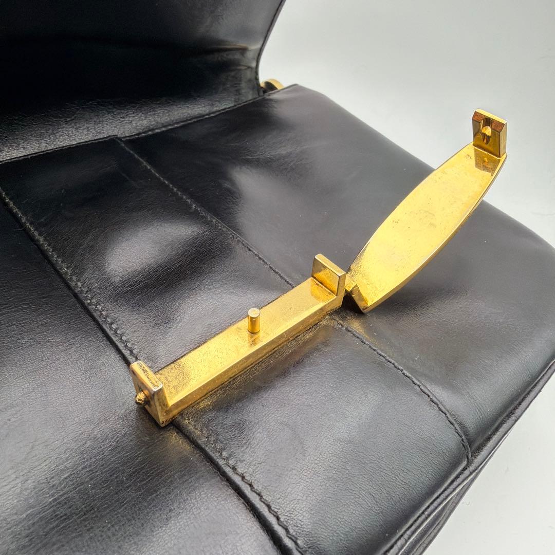 オールドグッチ ショルダーバック インターロッキング ロゴ ブラック レザー