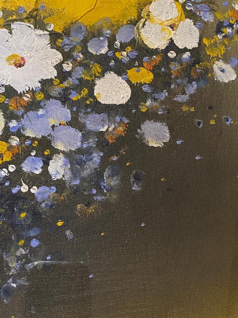 「真作」平山講平「黄色い花」静物画　油彩画　額装　サイン有り　F20号