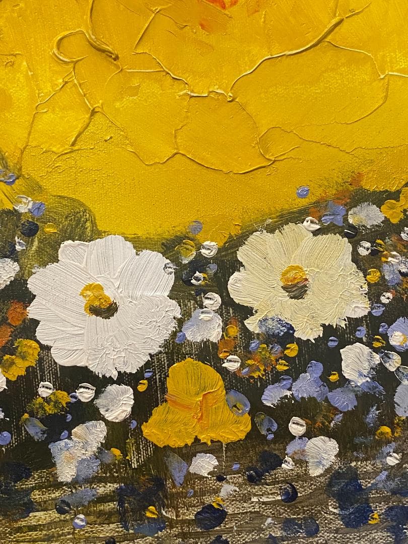 「真作」平山講平「黄色い花」静物画　油彩画　額装　サイン有り　F20号