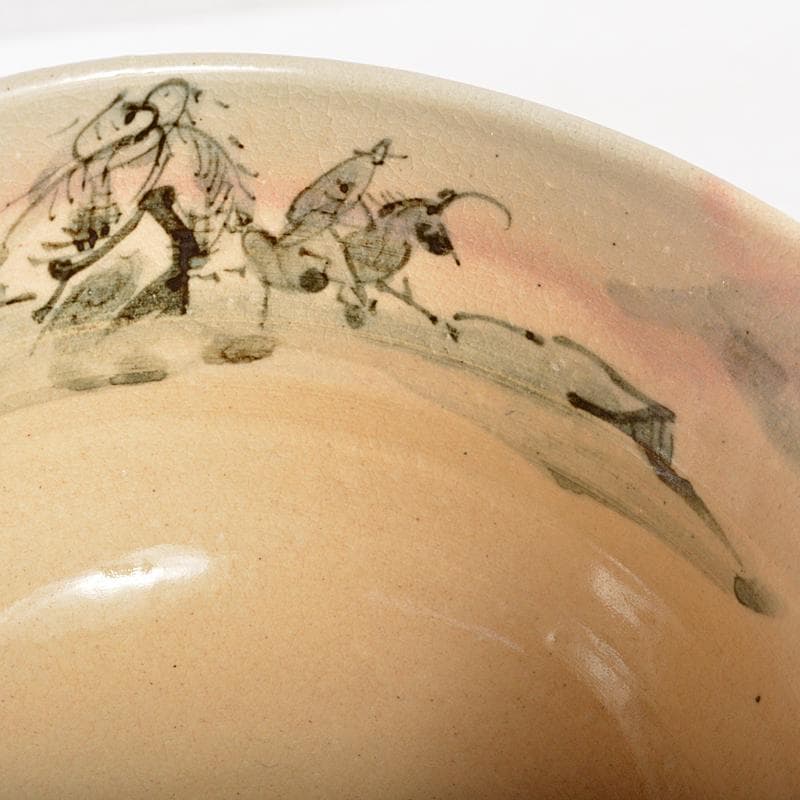 茶道具　京焼　寺尾陶象作　乾山　山水人物文　茶碗　共布共箱　C　R5944