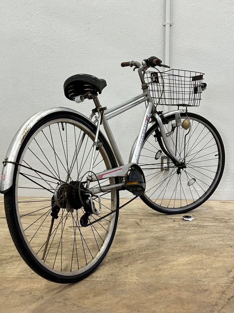 DUNLOP シティサイクル 変速付き シルバー 27インチ 前部カゴ付き