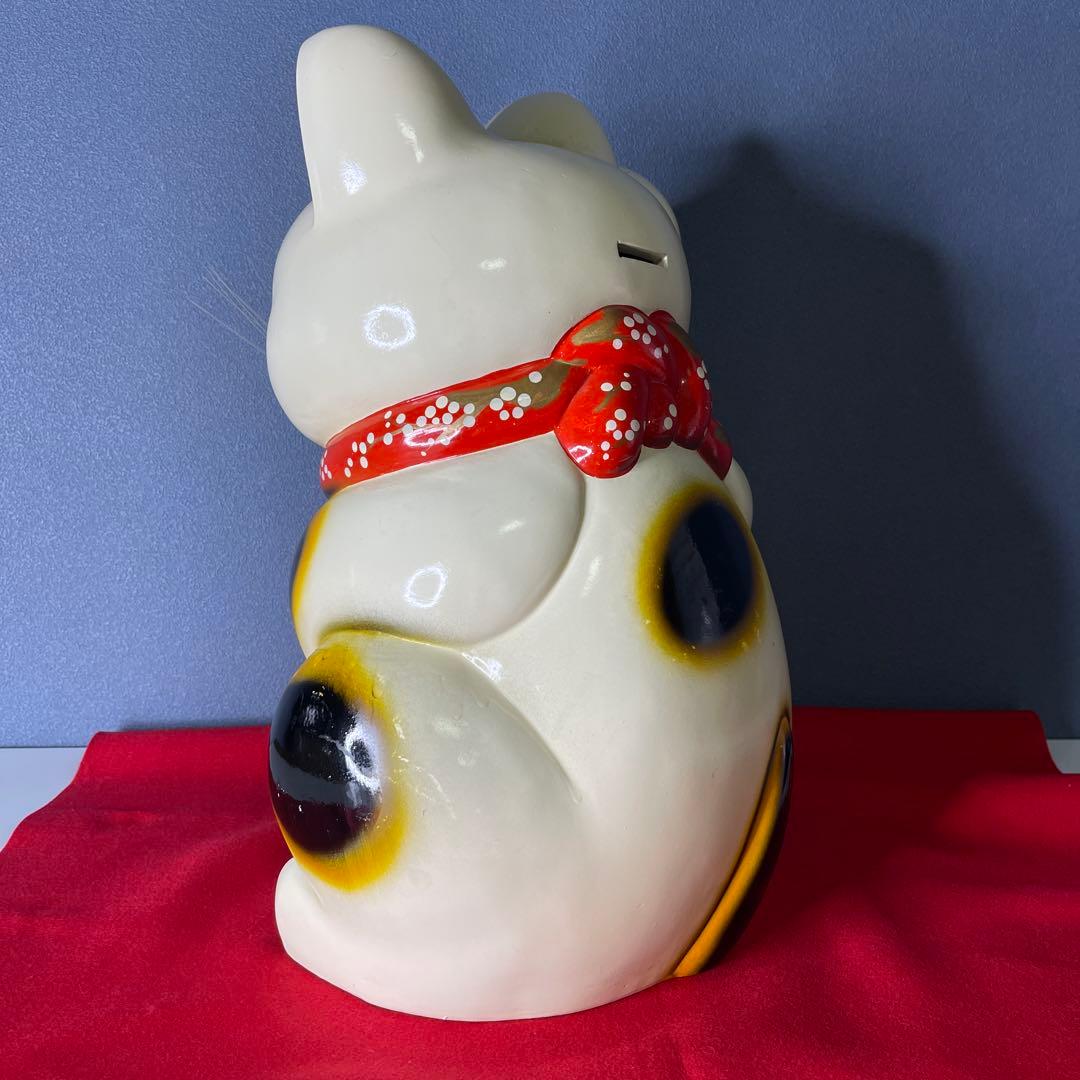【　年代物　】特大　常滑焼　招き猫　右手招き　金運　昭和　レトロ
