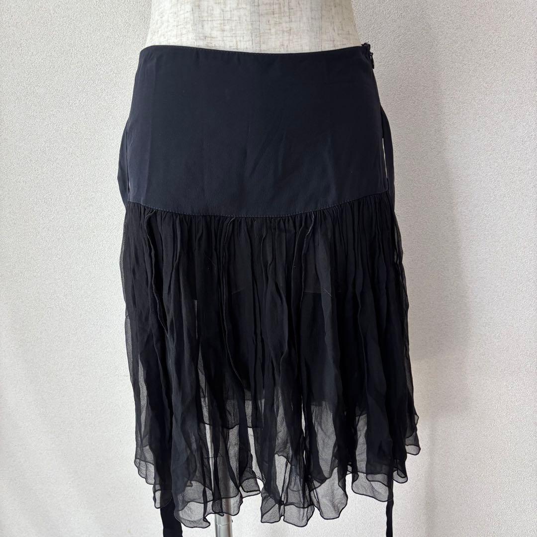 Blumarine ブルマリン シフォンスカート ブラック シルク イタリア