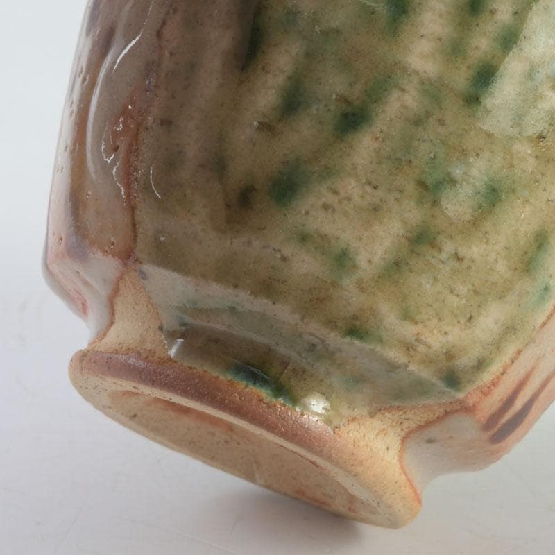 マサオ 煎茶道具　織部焼　煎茶碗　十客　陶印有　時代箱　V　9322