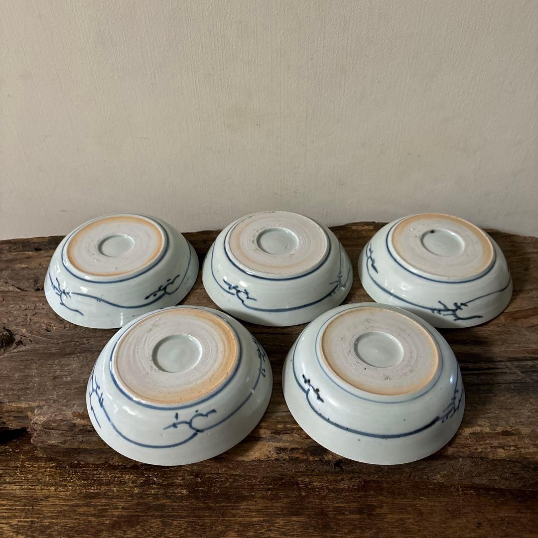 古伊万里膾皿5点内1点ヒビ有り　古道具　骨董　アンティーク　白磁　酒器　検:李朝