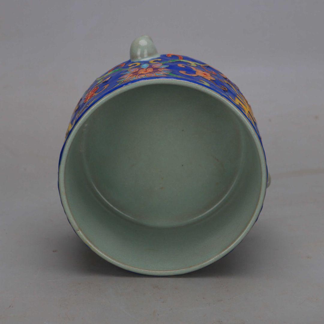 汝窯絞糸琺瑯彩寿字纏枝蓮三足玄紋香炉 景徳鎮 装飾品 現代工芸品 美術品 置物