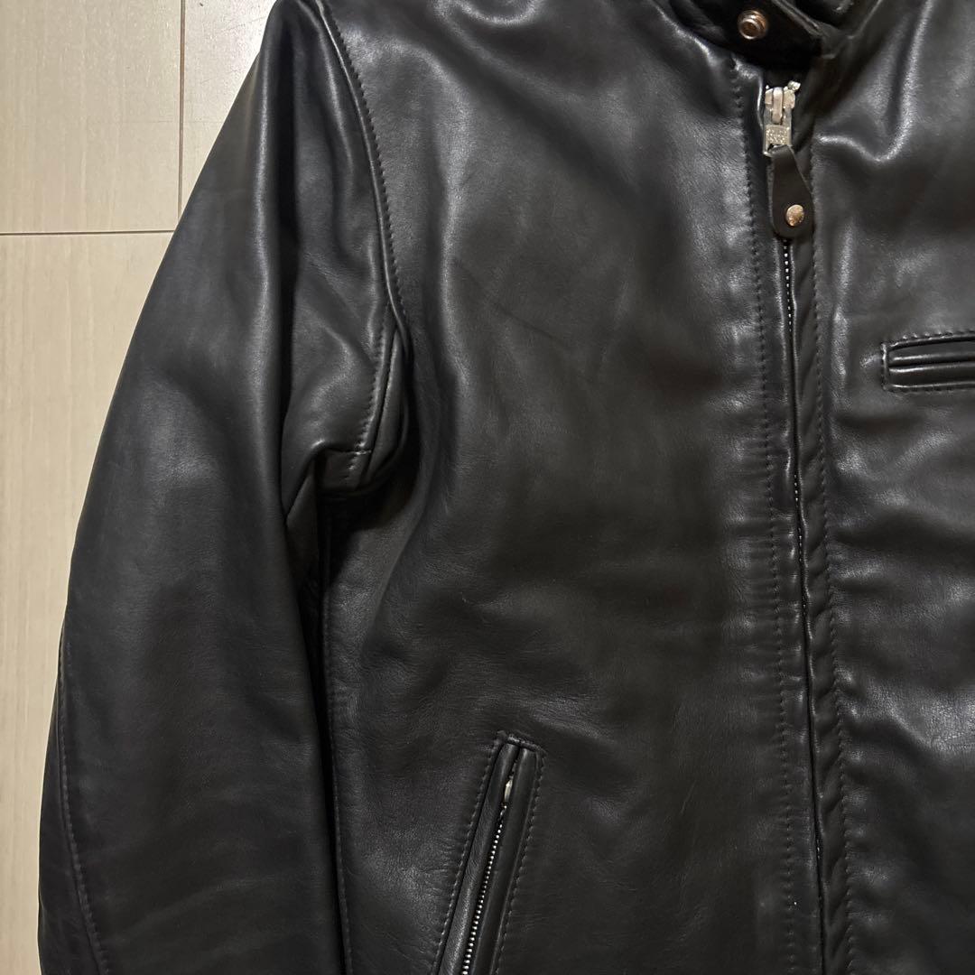 美品 SCHOOT ボアライナー付き レザー シングルライダース ブラック 34