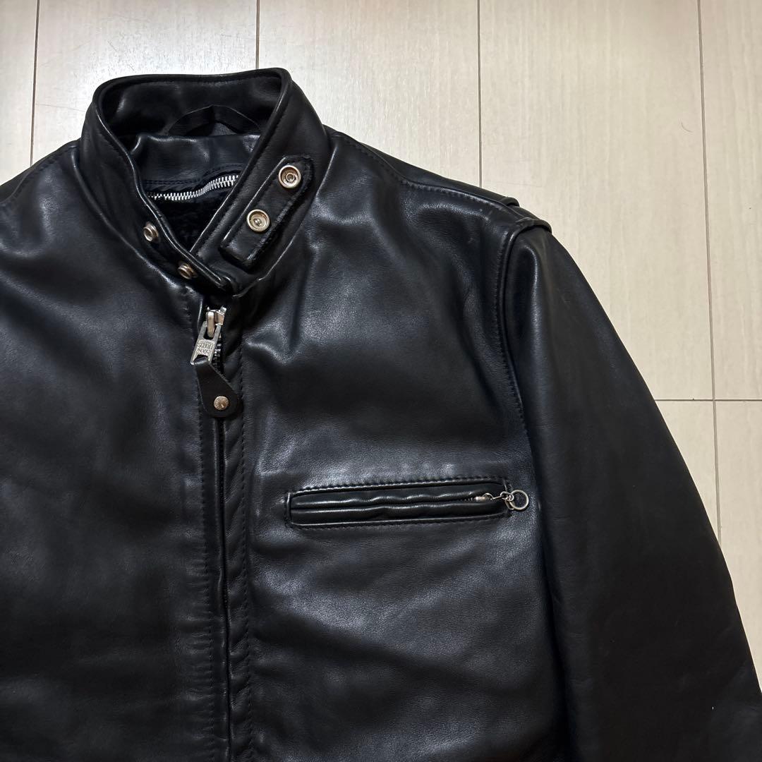 美品 SCHOOT ボアライナー付き レザー シングルライダース ブラック 34