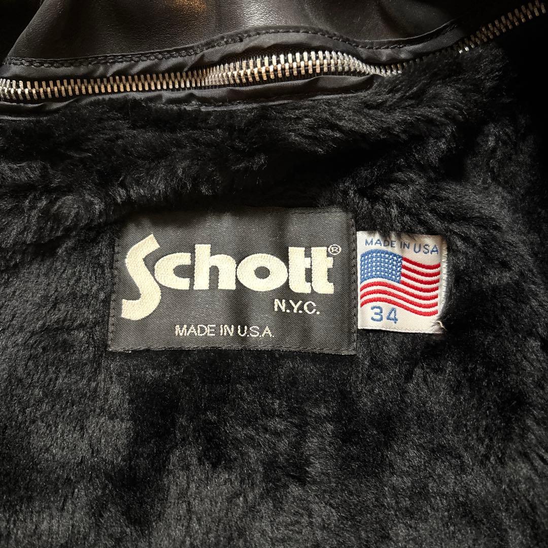 美品 SCHOOT ボアライナー付き レザー シングルライダース ブラック 34