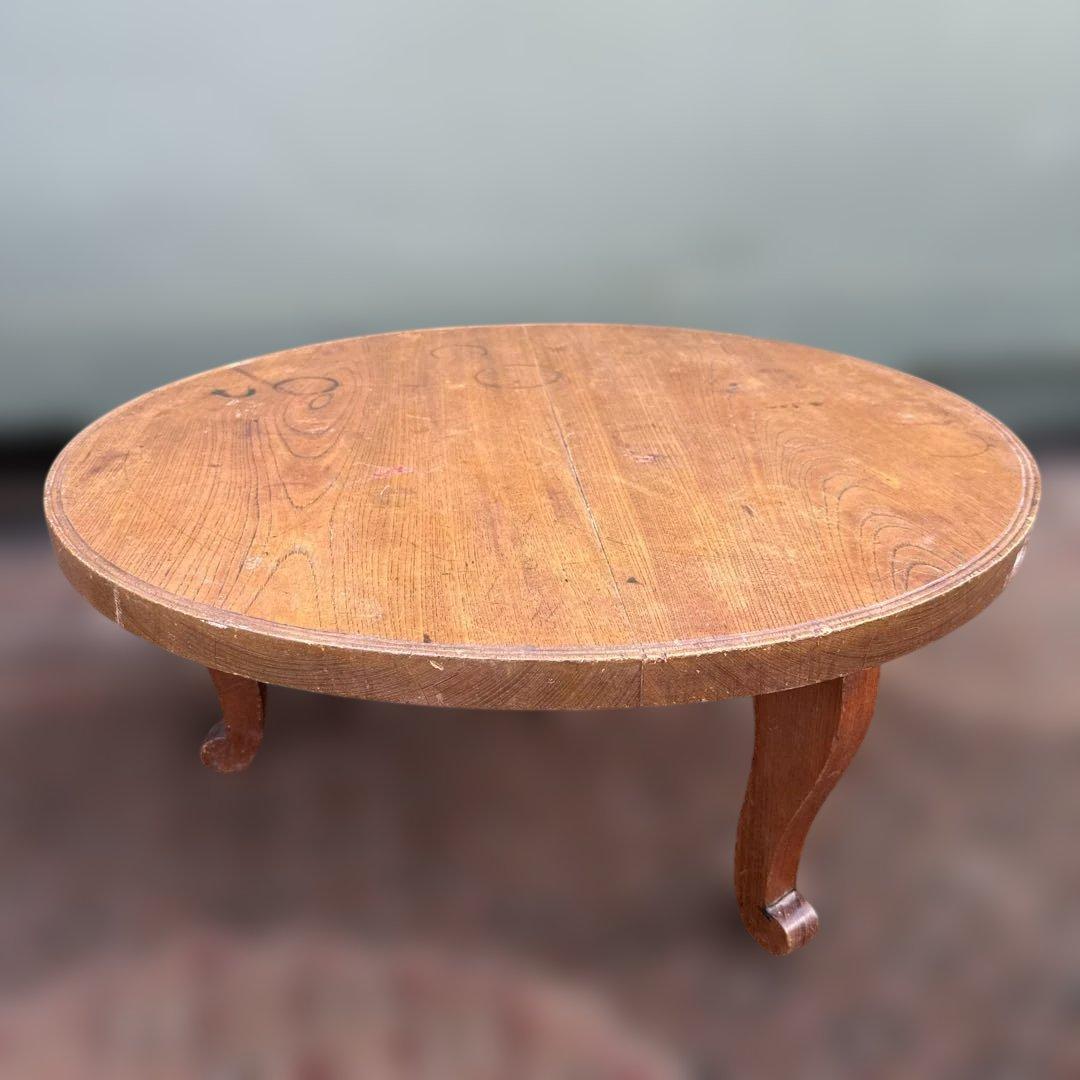 瞬間的お値下げ‼️ヴィンテージ　希少品　猫脚　ちゃぶ台❗️木製円形テーブル