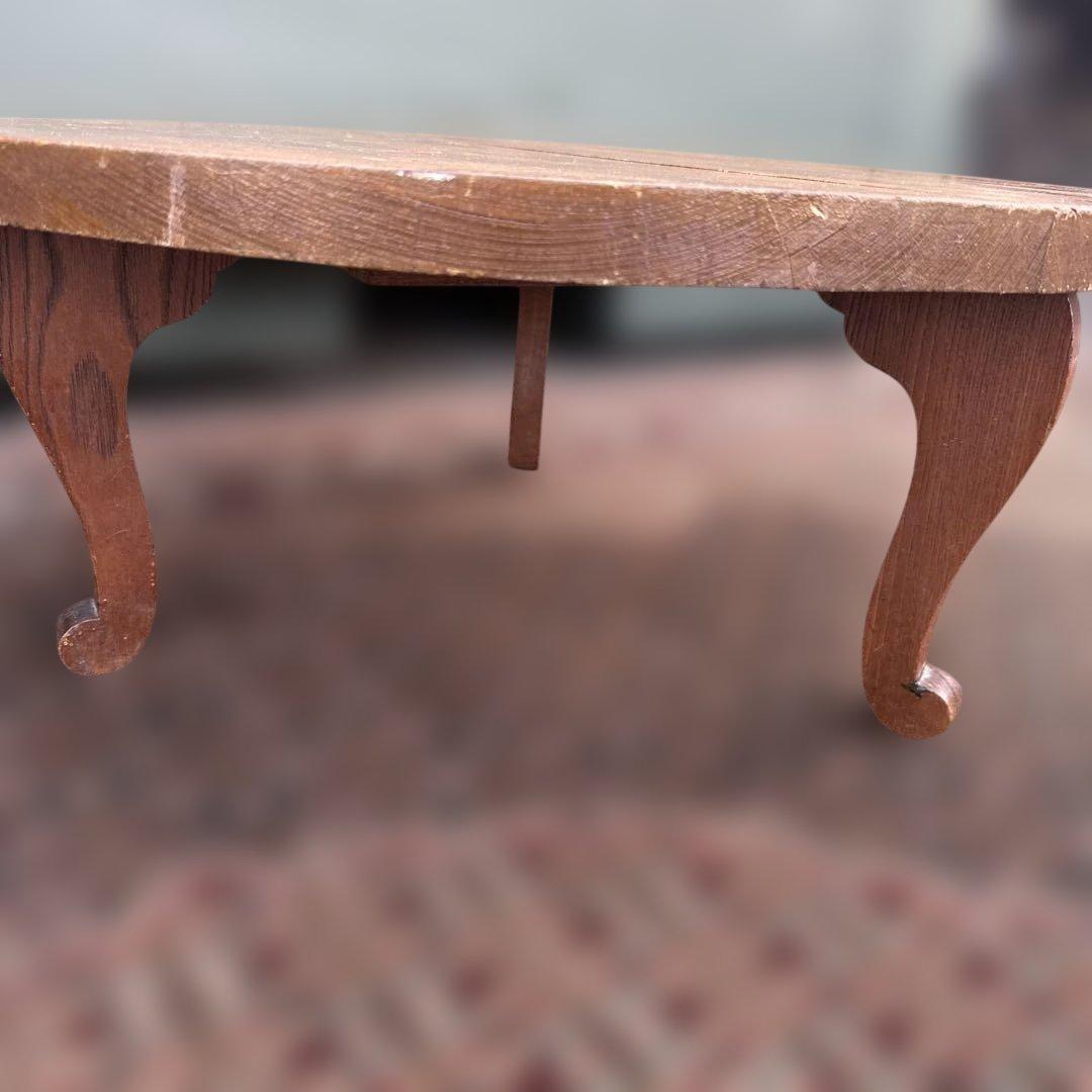 瞬間的お値下げ‼️ヴィンテージ　希少品　猫脚　ちゃぶ台❗️木製円形テーブル