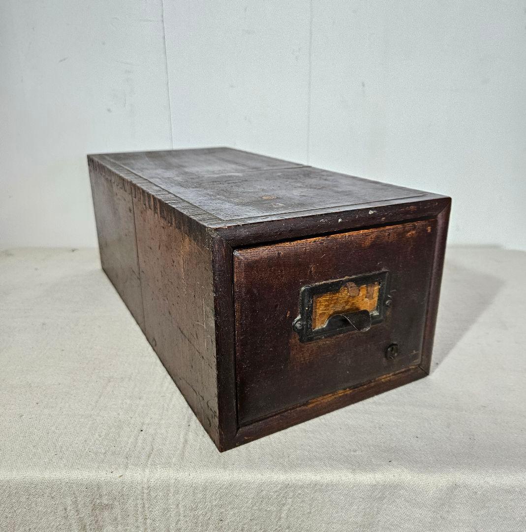 USアンティーク 木製のカードキャビネット ファイル ホルダー ドロワー 卓上