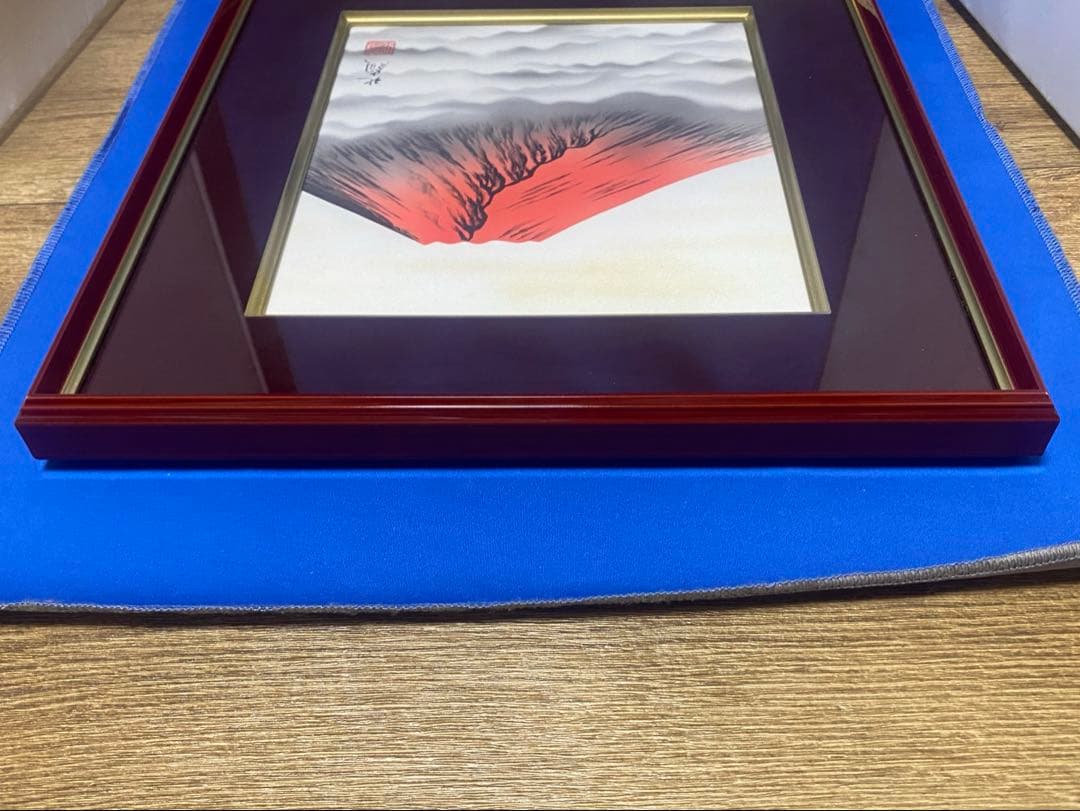 未使用 北嶺 赤富士 絵画 美術品 風景画 日本画 縁起物 アート インテリア