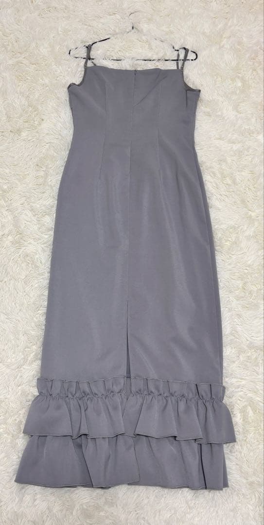 Leja グレー フリル付きパーティードレス　Ｓサイズ