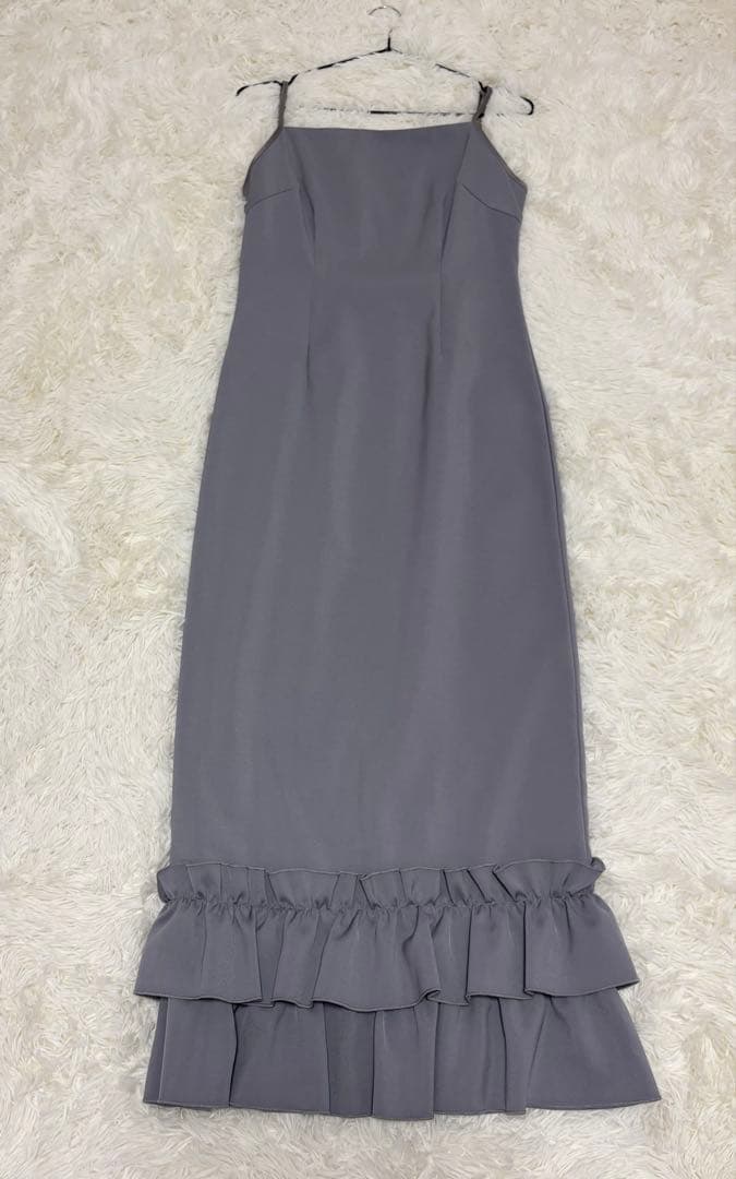 Leja グレー フリル付きパーティードレス　Ｓサイズ