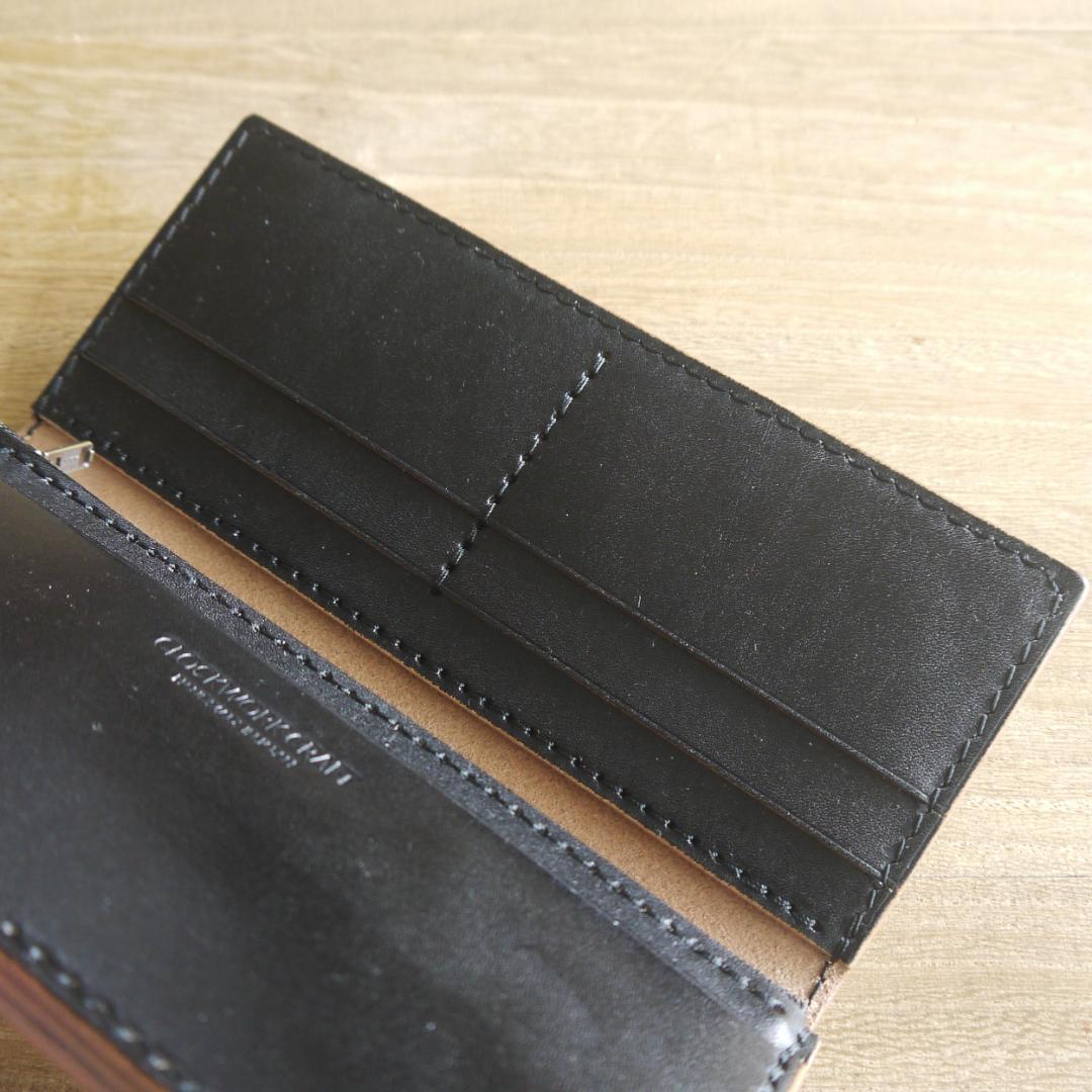【ウーロン様】ヌメ革　栃木レザー　サドルレザー　ロングウォレット　二つ折り　黒