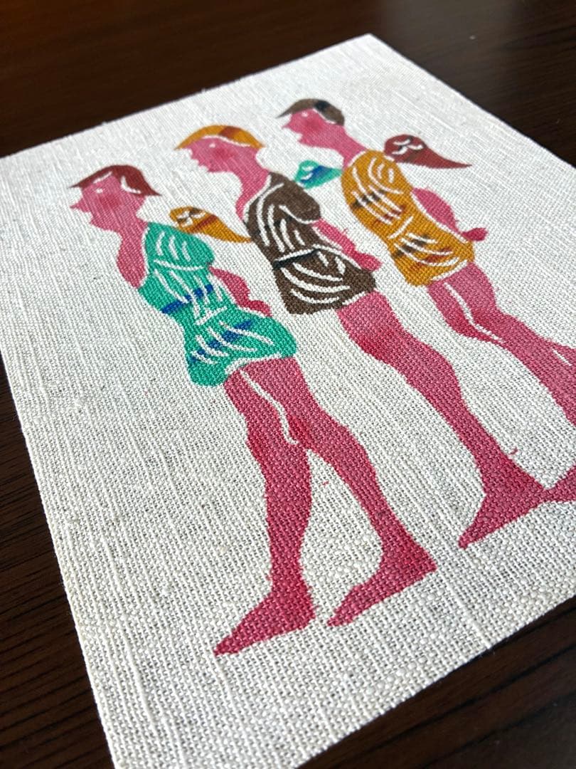 柚木沙弥郎　型染絵　新品　民藝　テキスタイル　IDEE 額装