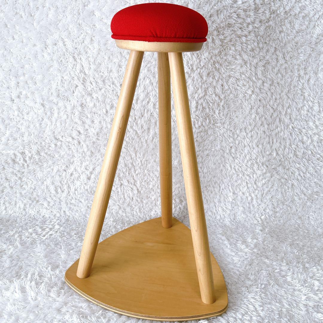 美品✨旭川家具 　コサイン 　キッチンスツール　赤　チェア　赤い帽子