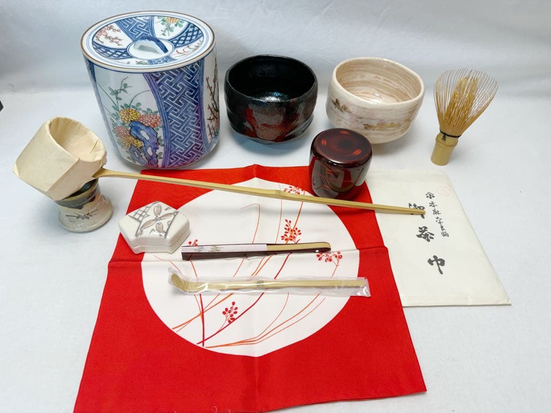 ほぼ未使用 茶道具 黒塗 短册箱 茶箱 茶道具一式 十三点セット