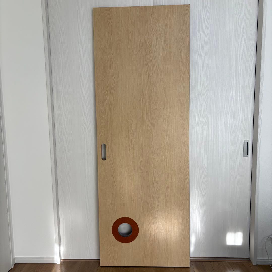 *木製ドア パネル 猫用出入り口付き DIY素材　ペット用出入口付きドア