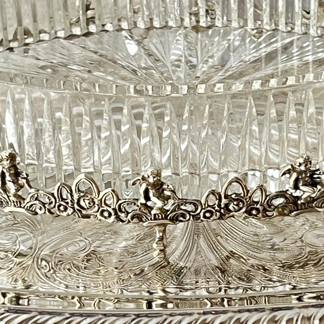 【ALBO】【純銀 / ガラス】天使と薔薇 オーバルのオーナメント 16.5cm