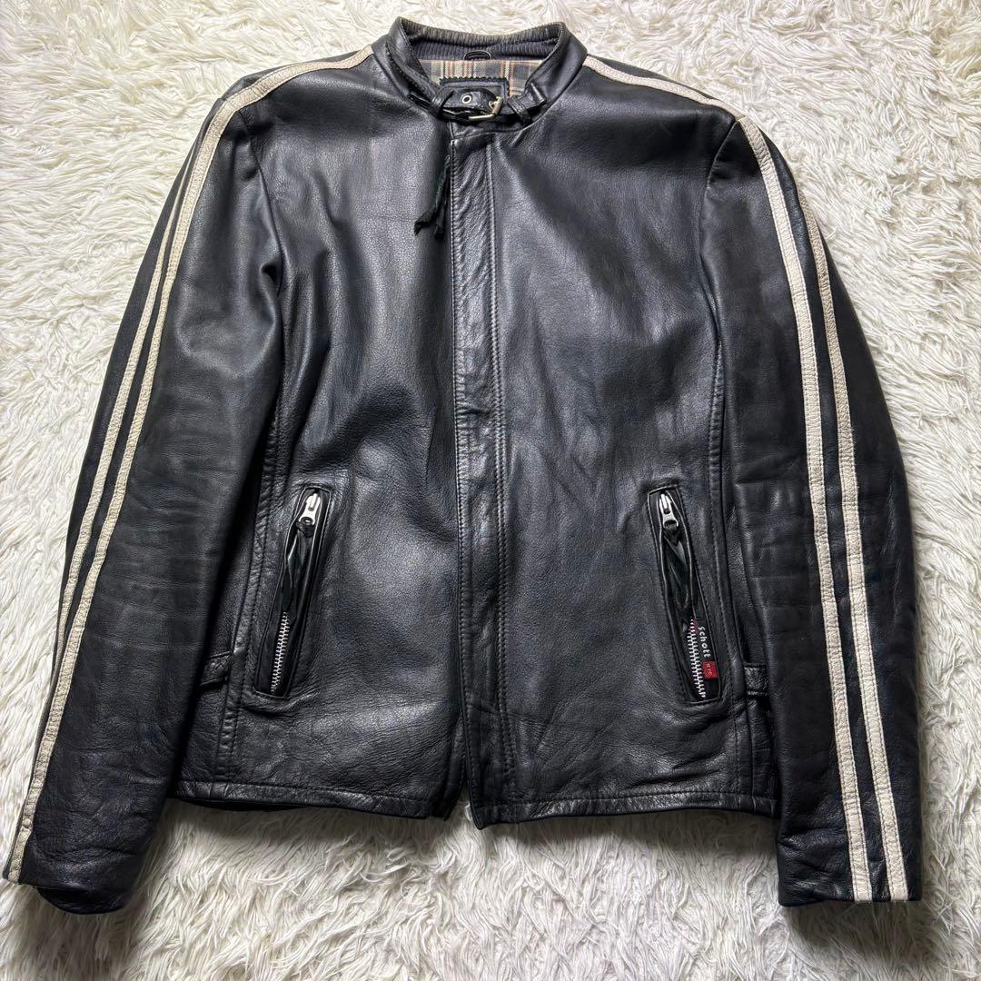 ショット シングル ライダース レザージャケット クラシックレーサー 黒　M