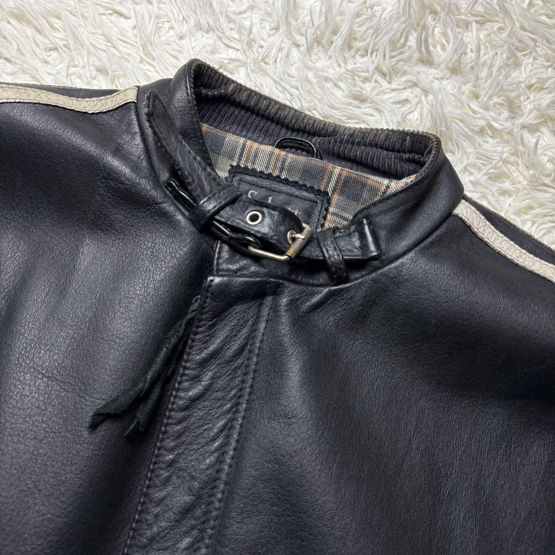 ショット シングル ライダース レザージャケット クラシックレーサー 黒　M