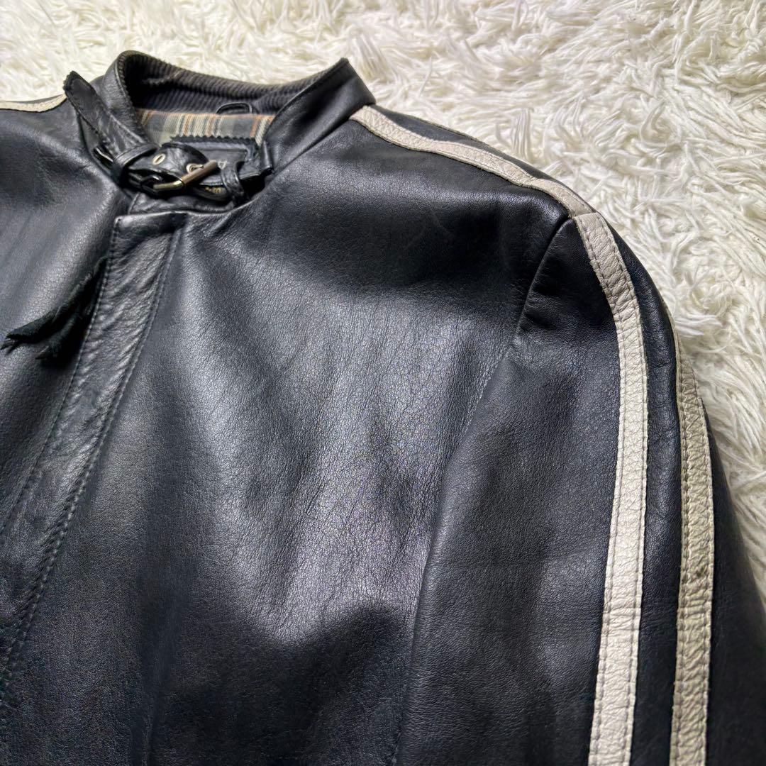 ショット シングル ライダース レザージャケット クラシックレーサー 黒　M