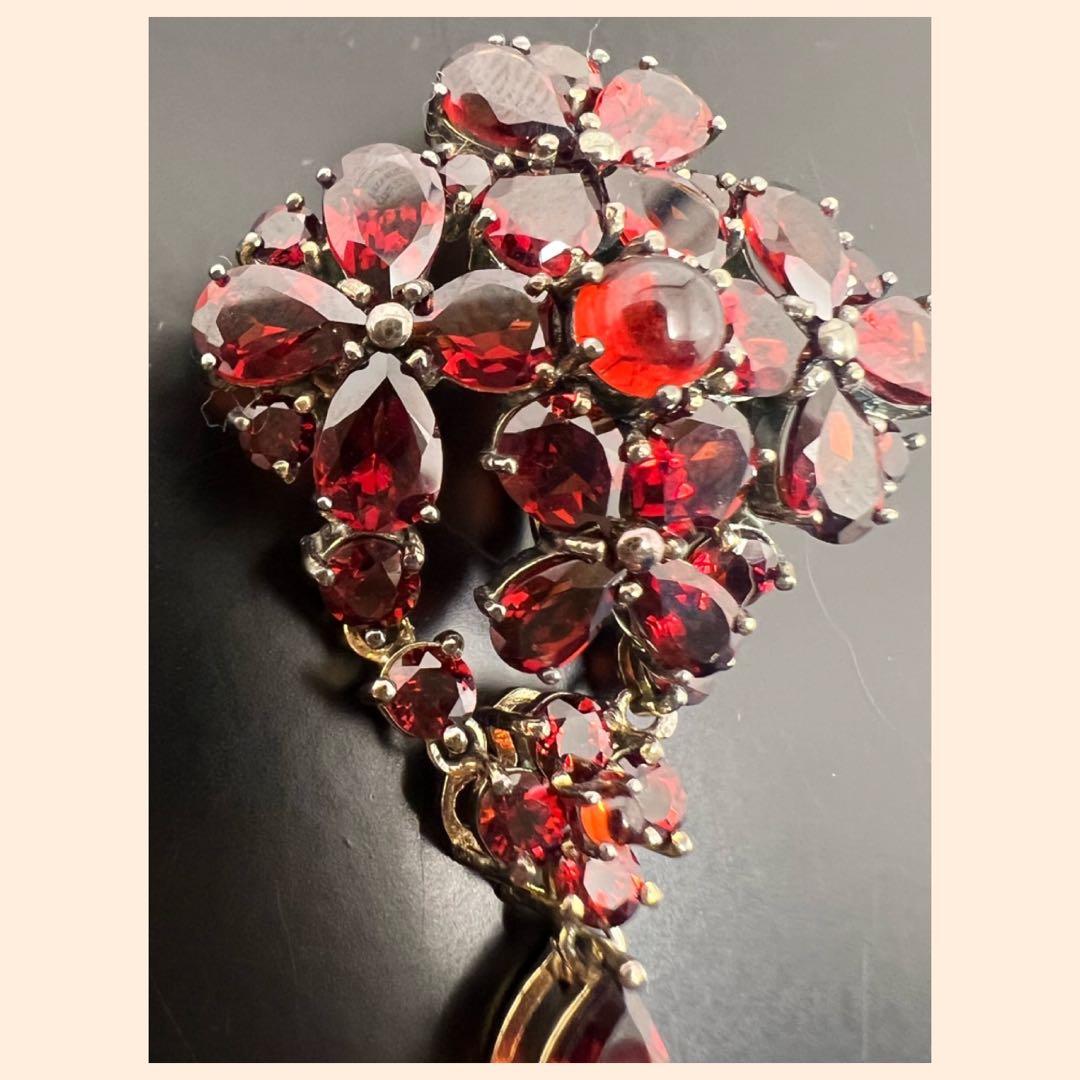 ボヘミアンガーネット ブローチ＆ネックレストップ シルバー925 良品