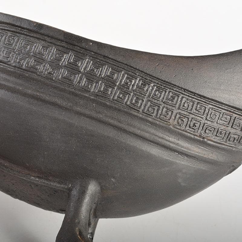 中国　古銅　雷文　神獣持ち手　匜　爵杯　C　5920