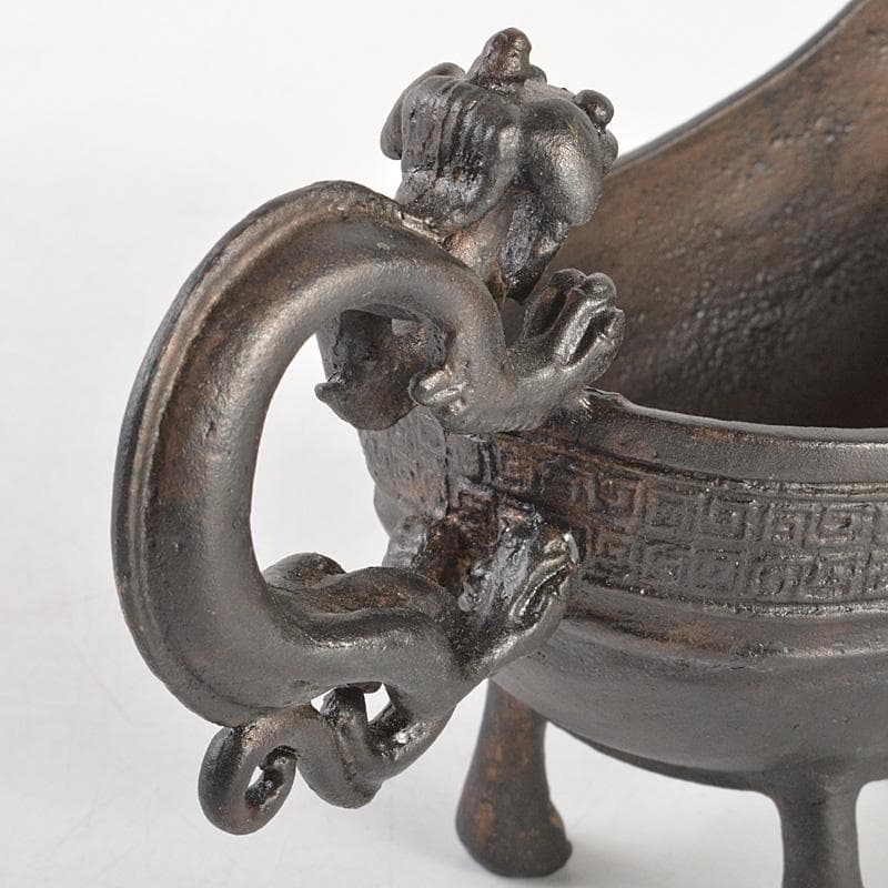 中国　古銅　雷文　神獣持ち手　匜　爵杯　C　5920