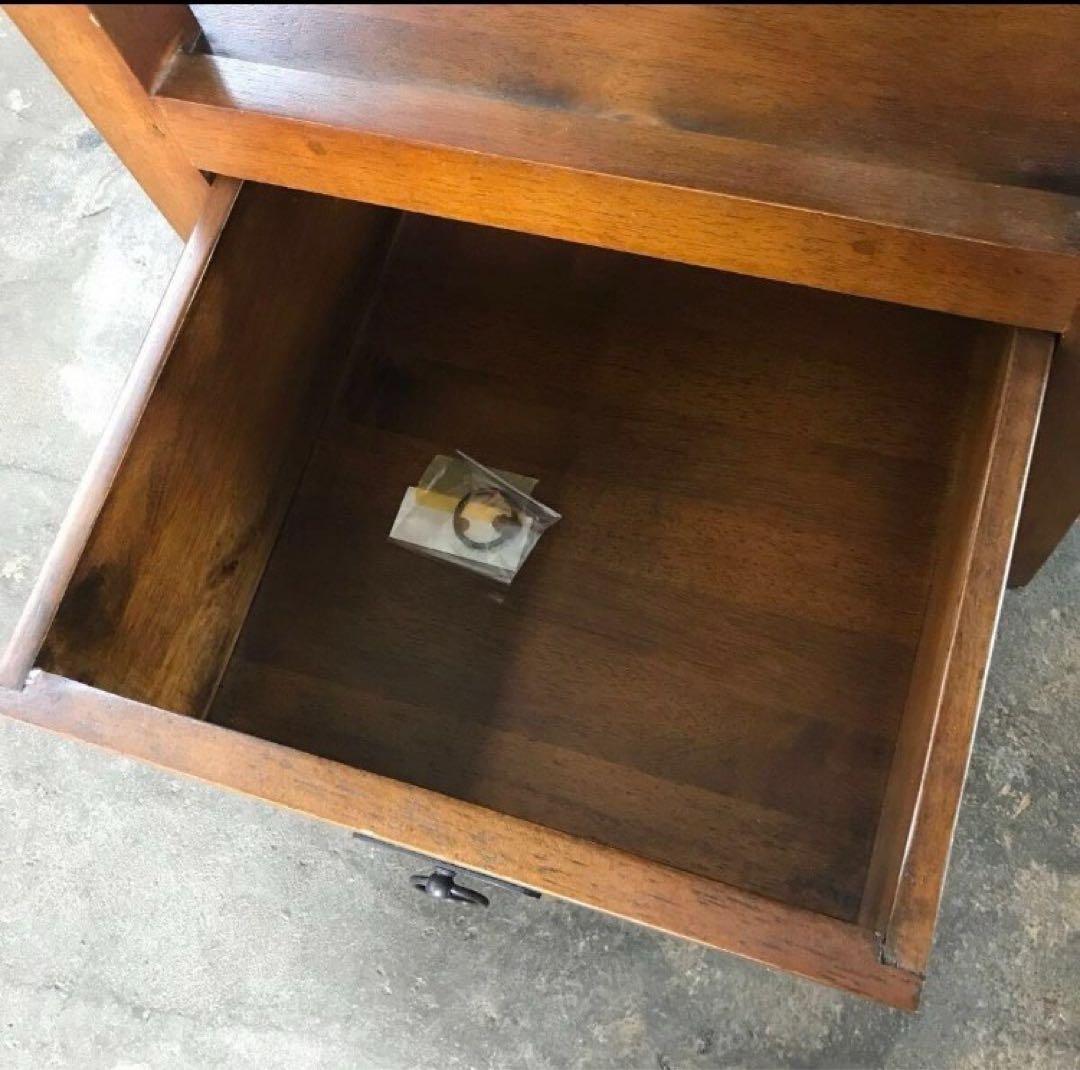 ハ*カ様 綺麗めです。 天然木 チーク無垢材 角棚 オープンシェルフ 引出し付き