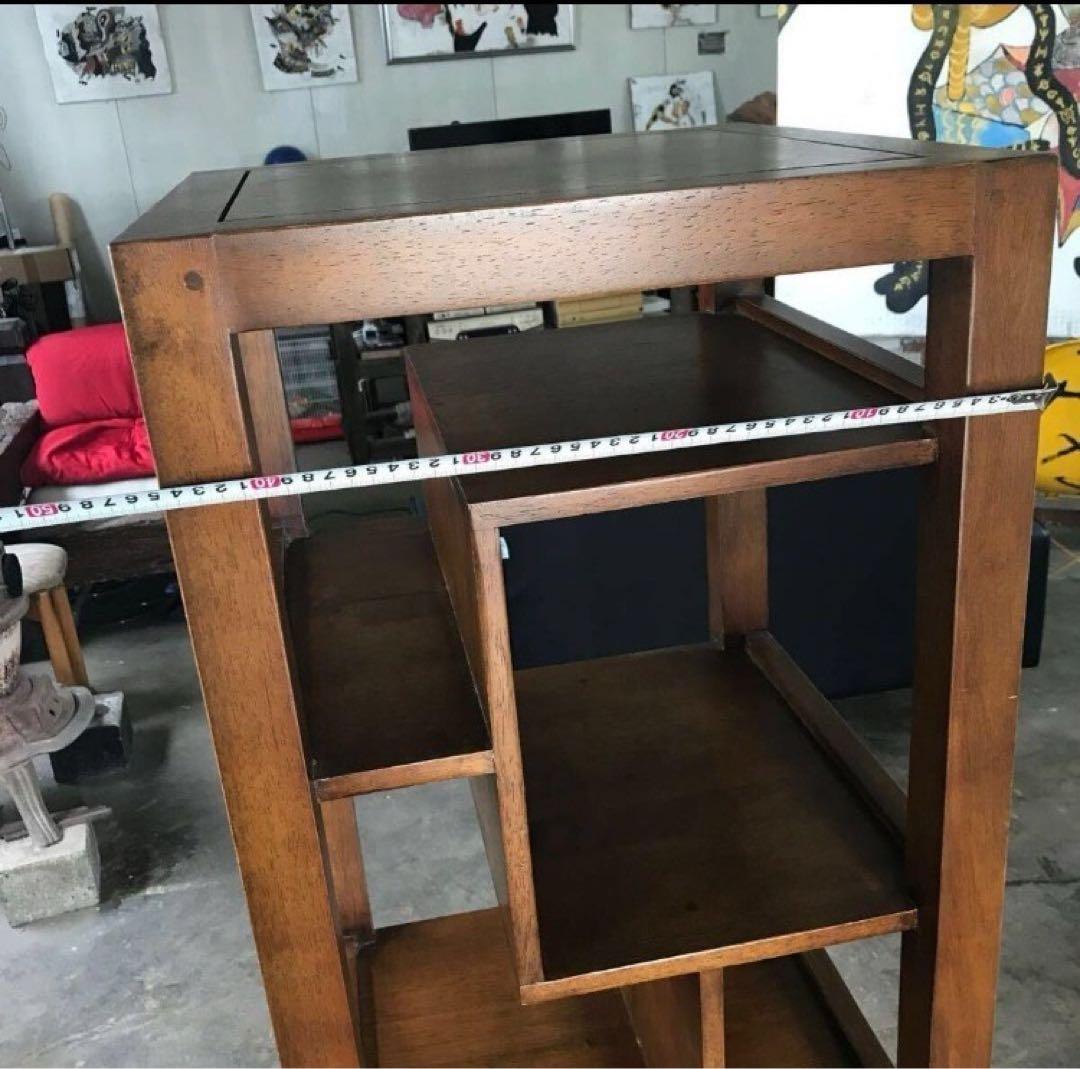 ハ*カ様 綺麗めです。 天然木 チーク無垢材 角棚 オープンシェルフ 引出し付き