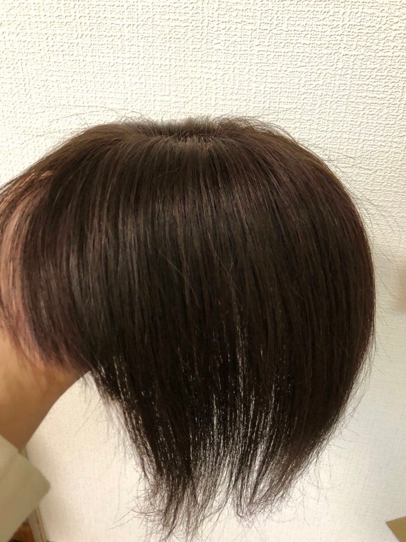 人毛100%ショートウィッグ　人毛ヘアピース　トップピース　部分ウィッグ　頭頂部