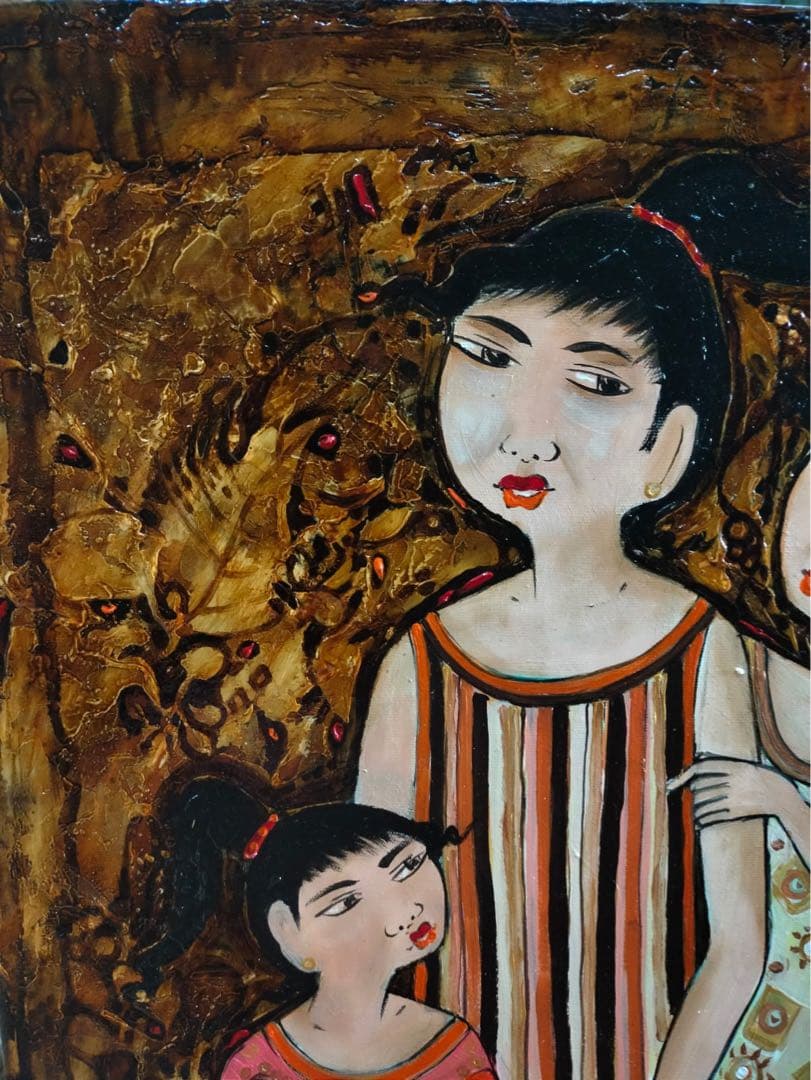 バリ絵画:tiga gadis(少女3人)