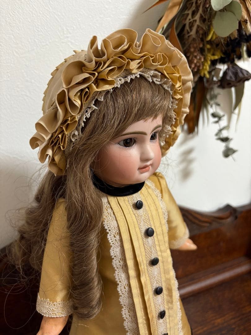 アンティークドール ビスクドール ドレス ボネ シルク レース