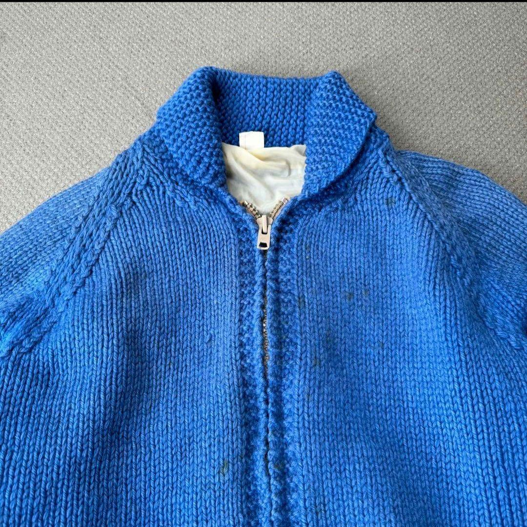 よ*様 カウチンセーター 動物柄 ムース ヘラジカ フルジップ 裏地付 ラグラン