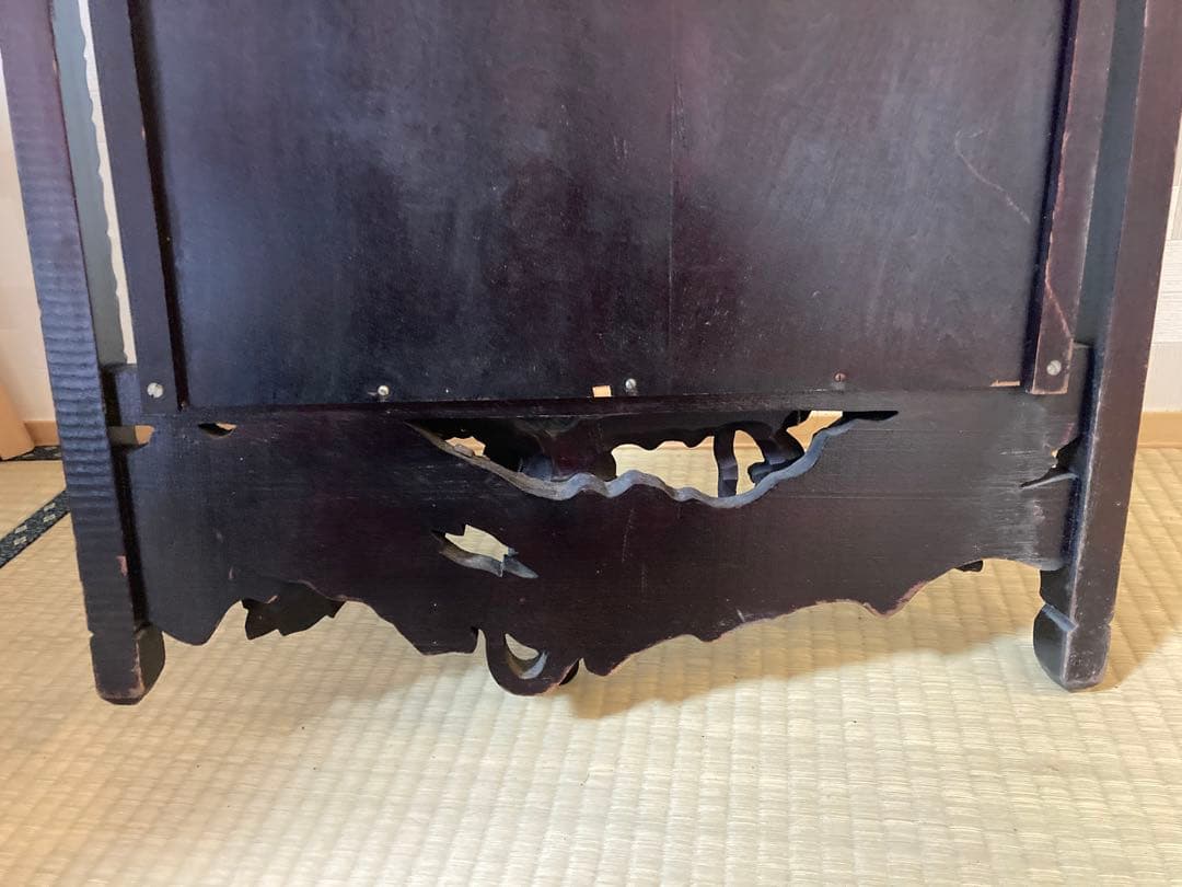 送料込　西洋アンティーク 木製ミラー 鹿と葡萄の装飾