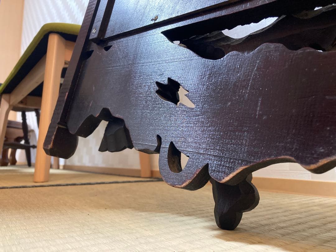 送料込　西洋アンティーク 木製ミラー 鹿と葡萄の装飾