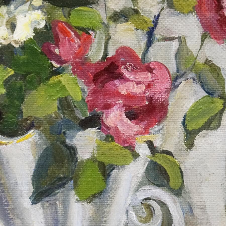 ナワシナ・クランジェフスカヤ『白い花瓶のばら』 8号 静物画 油彩 油絵 絵画