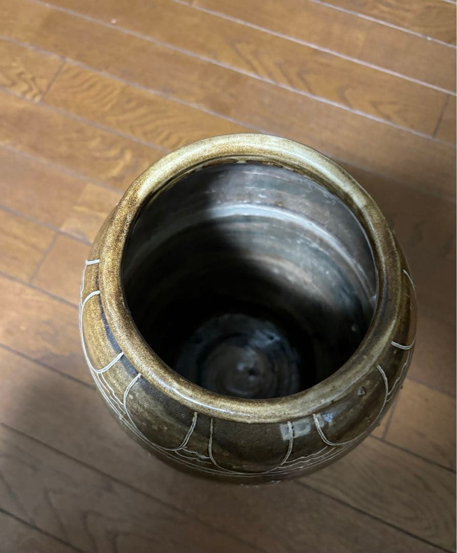 中国古美術品　遼金時代　黄釉　花鳥大罐　壺