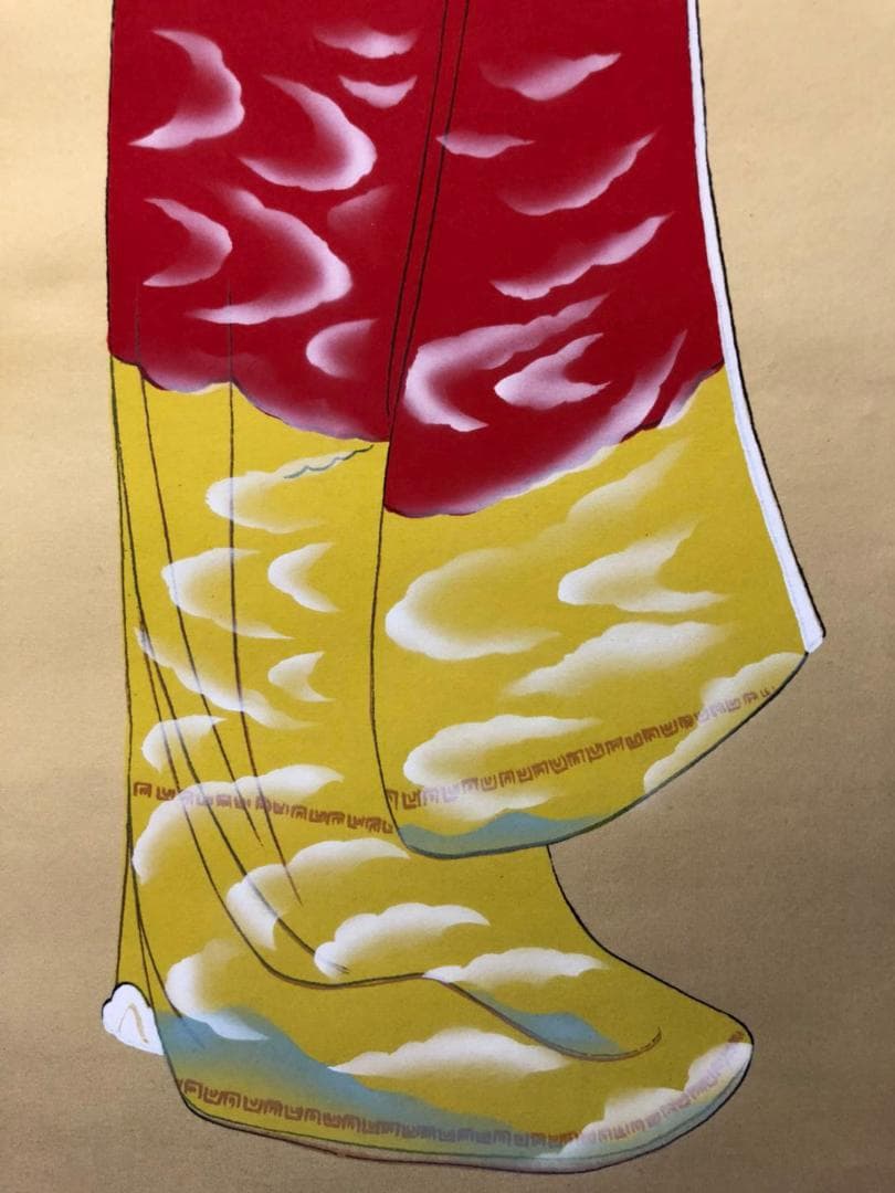 掛軸 山口芳月『序の舞 美人図』日本画 絹本 肉筆 合箱付 掛け軸 k07214