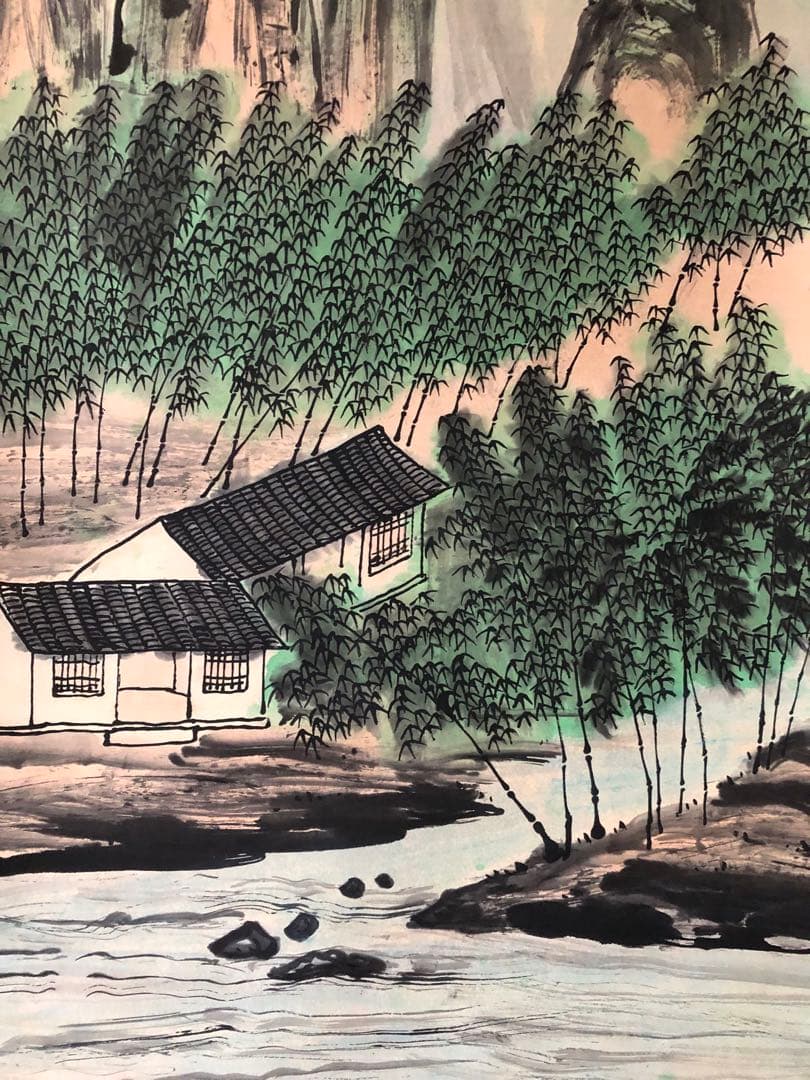 斉白石 山水画 掛け軸 四尺 手描き 中国美術 絵画 書画 山水図 風景画