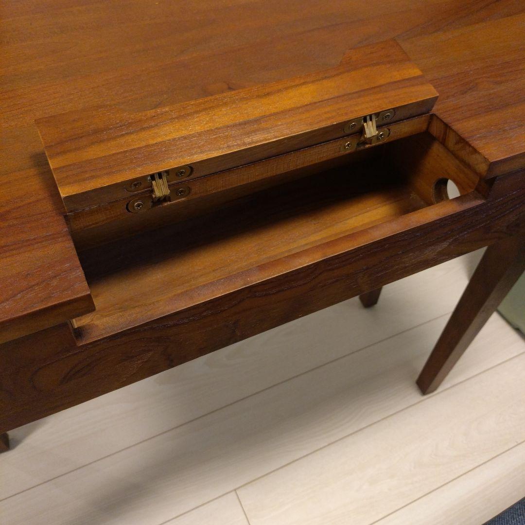 B-COMPANY チーク材 パソコンデスク 引き出し2つ タップ収納