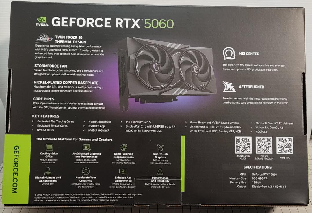 グラフィックボード・グラボ・ビデオカード MSI GeForce RTX 5060 8G GAMING OC