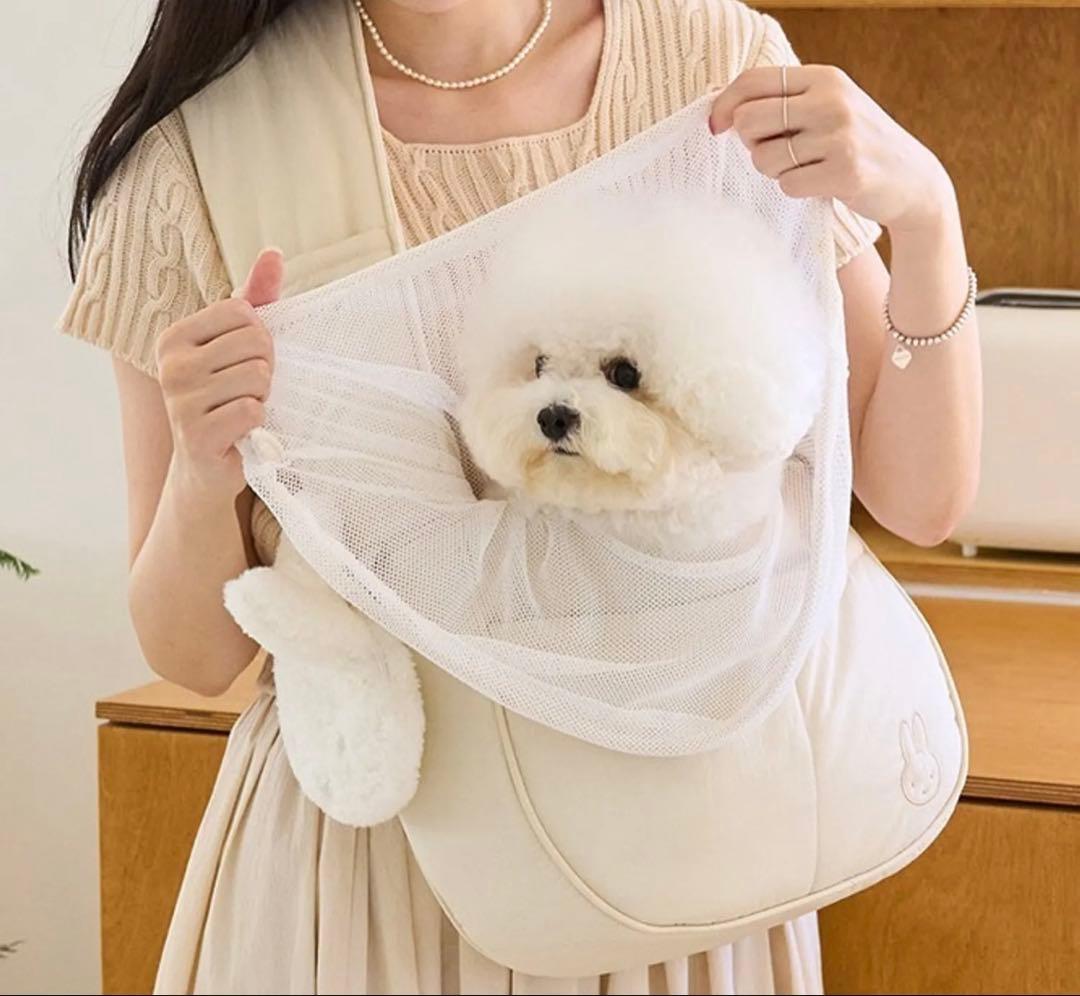 NOUTTI ミッフィー　犬用スリングバッグ　韓国　メッシュカバー　マナーポーチ