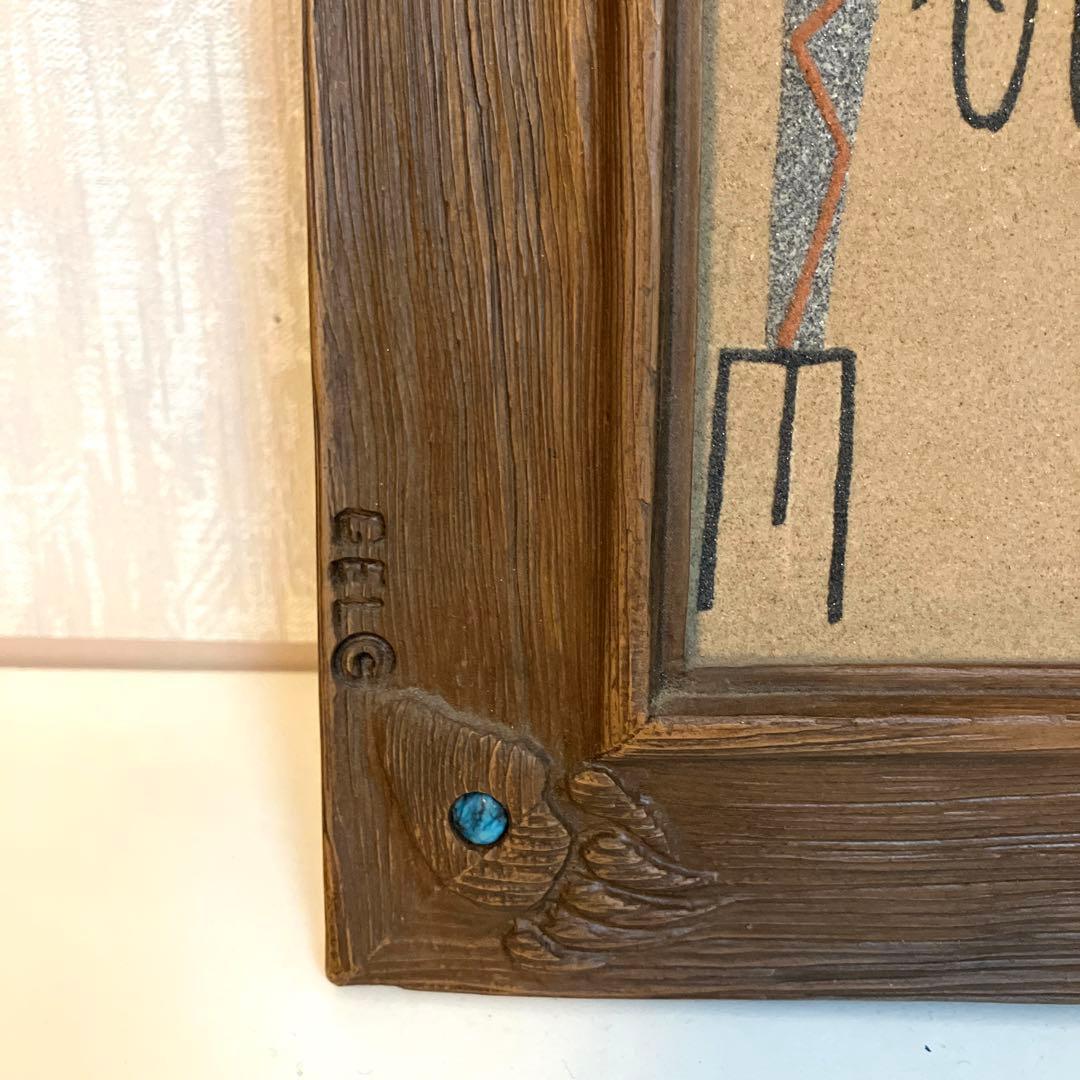 ナバホ　サンドアート　ビンテージ先住民　インディアン　トルコ石　19x34